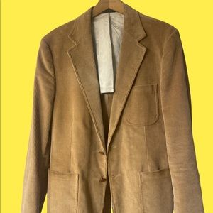 Corduroy Tan Sport Coat Jacket Patch Pocket 40R Medium/Large Vintage